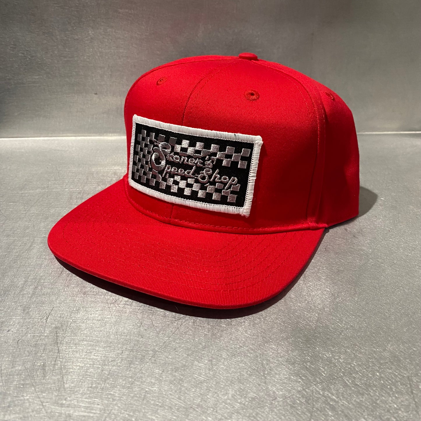 New Era 9FIFTY style Red Snapback Checkered Patch