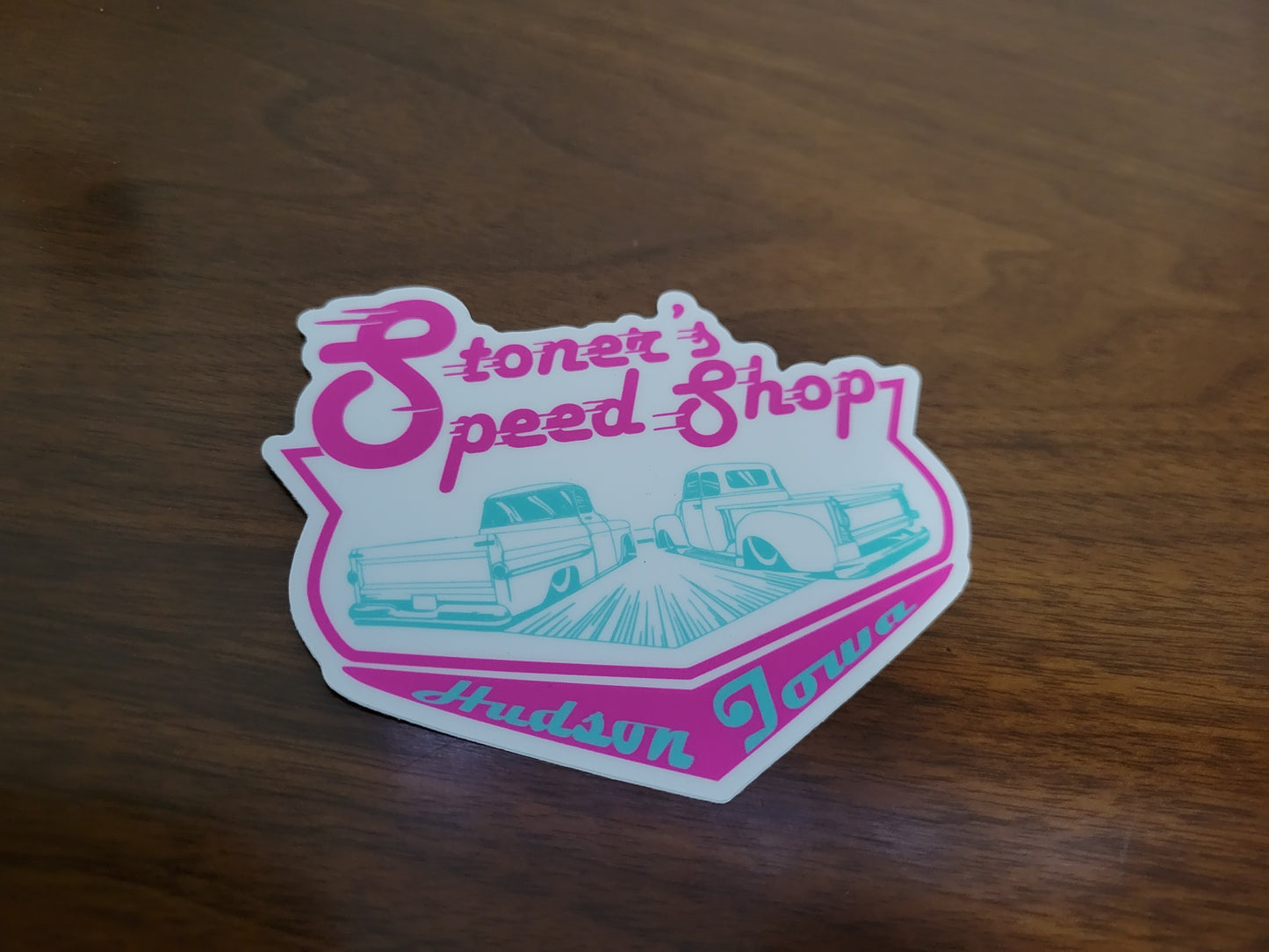 Pink and White Logo Slap Sticker