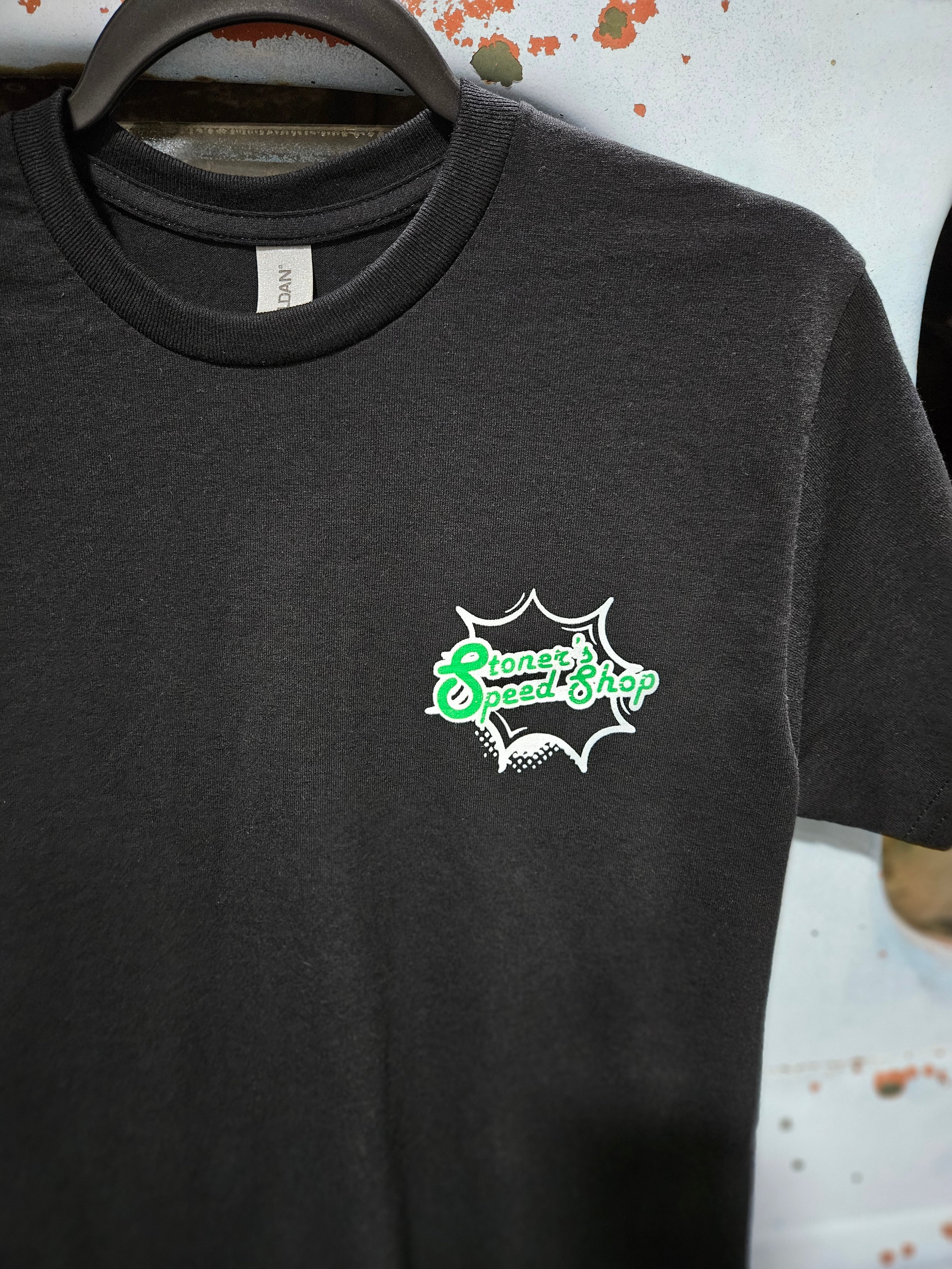 Stoner's Speed Shop Black Blue-Green logo T-Shirt