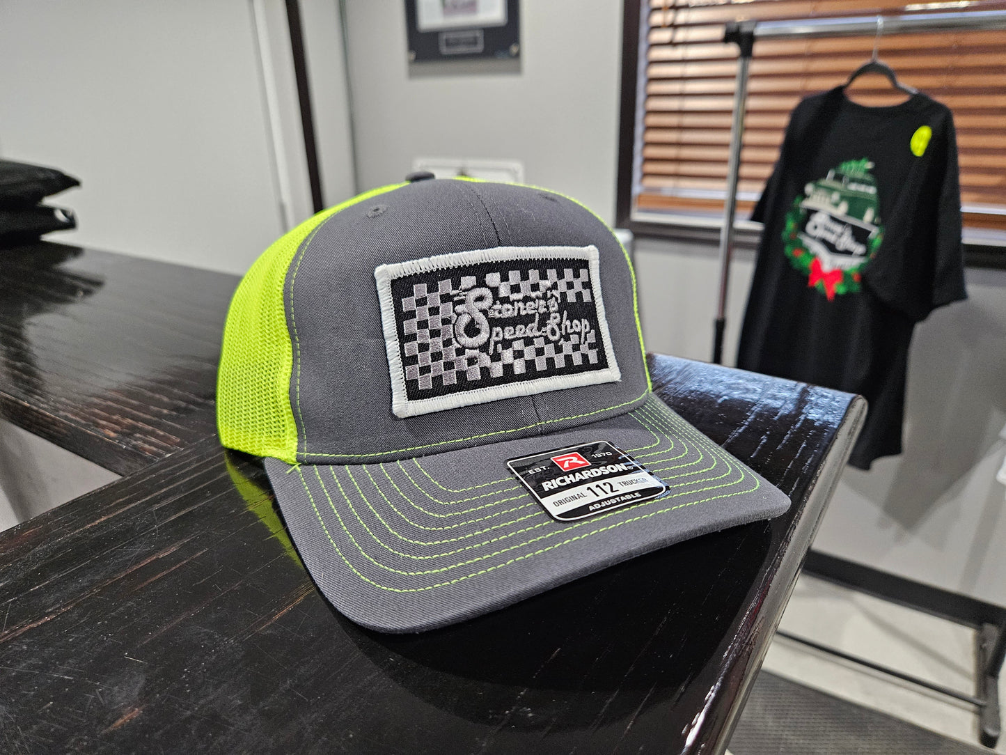 Gray and Lime mesh Richardson 112 patch Hat