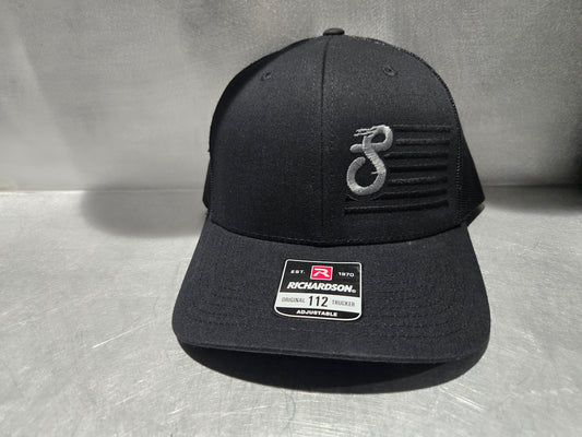 Richardson 112 Black with Gray S Flag Logo