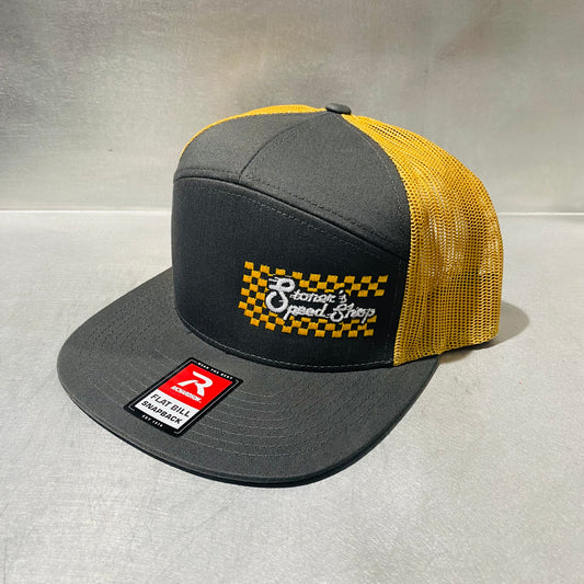 Richardson 168 Flat Bill Snapback Grey & Gold checkered