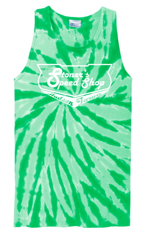 Stoner's Speed Shop Green Tie dye tank top